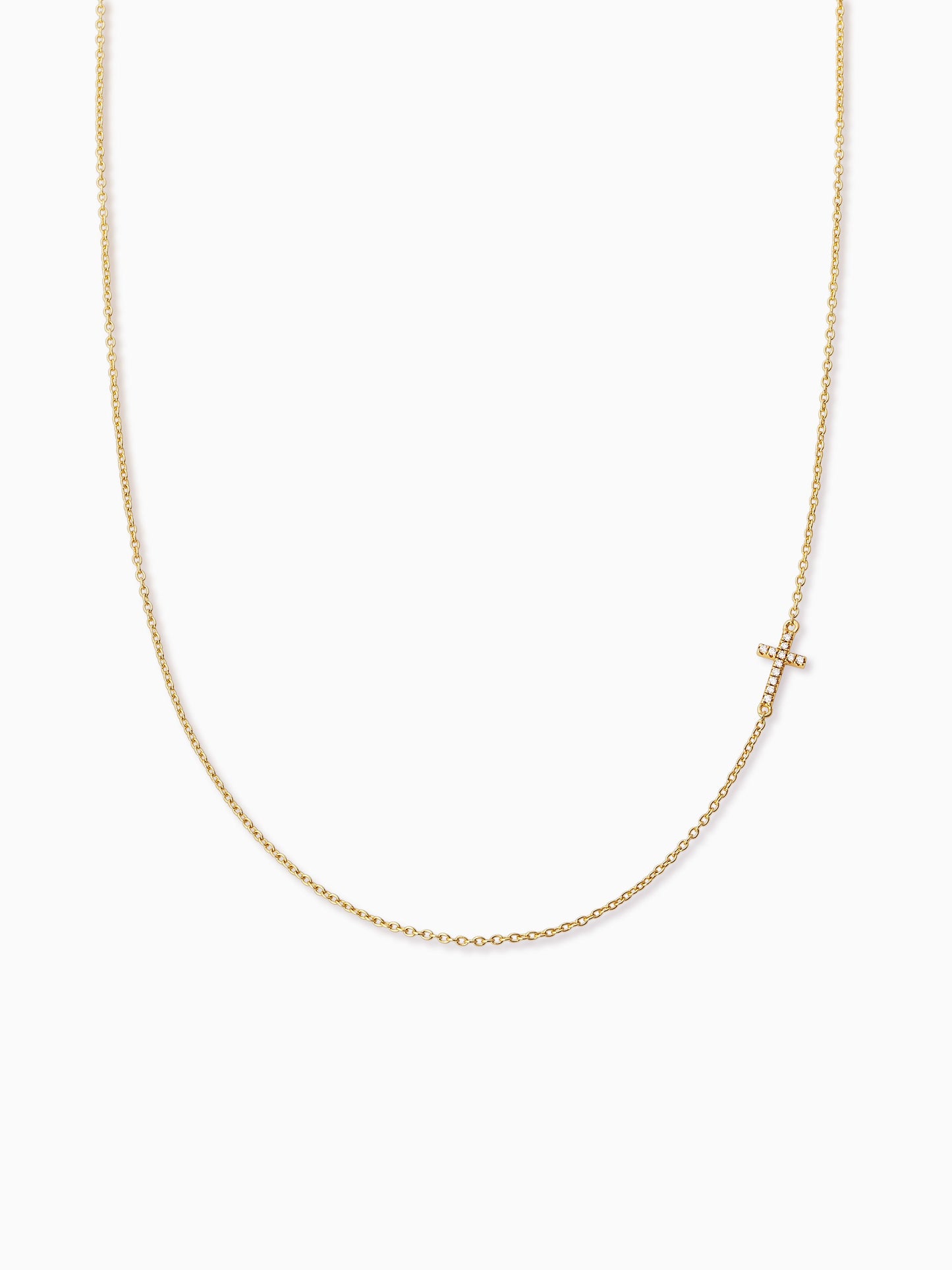 Side Cross Vermeil Necklace | Gold Vermeil | Product Detail Image | Uncommon James