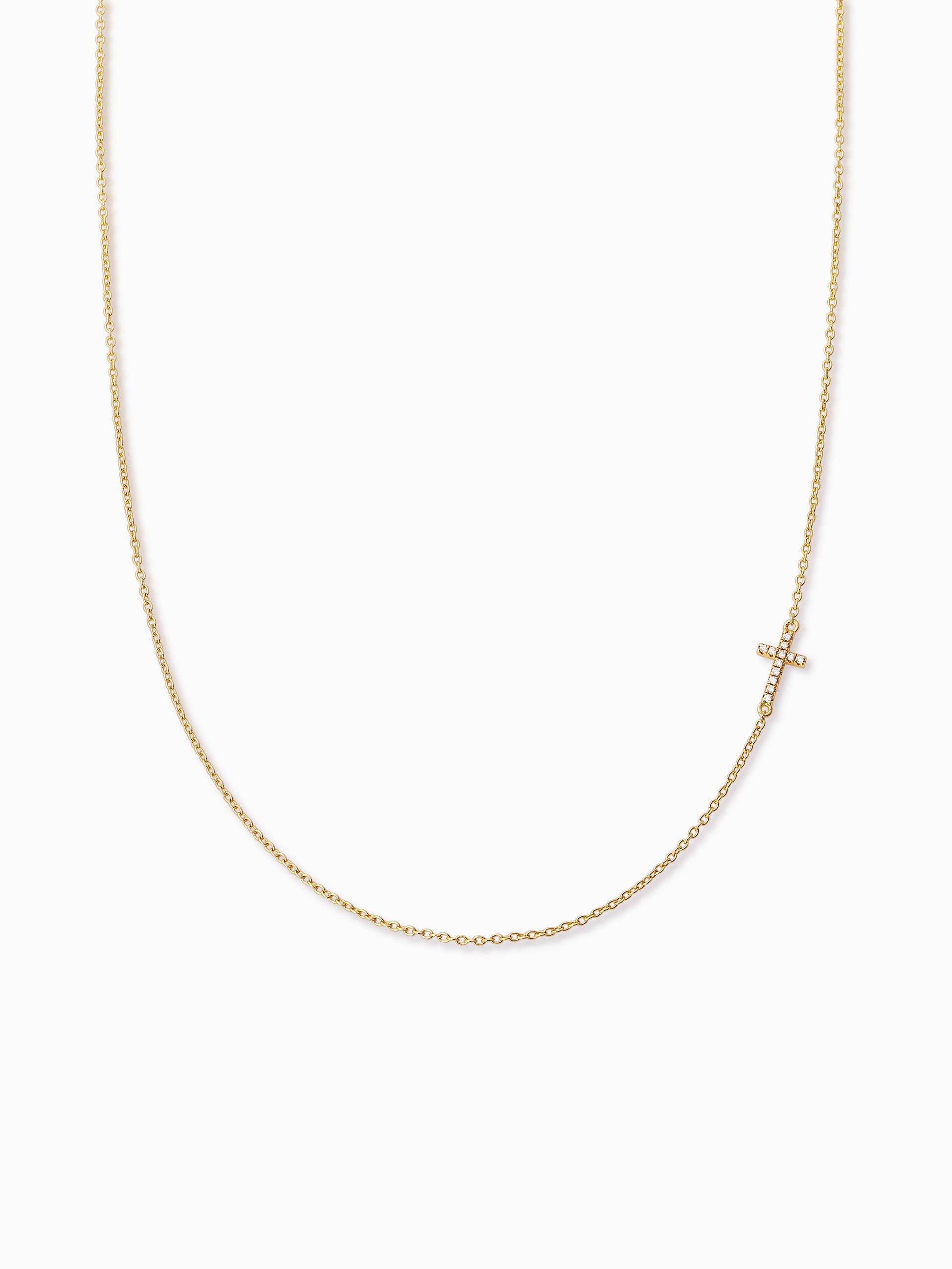 Side Cross Vermeil Necklace | Gold Vermeil | Product Detail Image | Uncommon James
