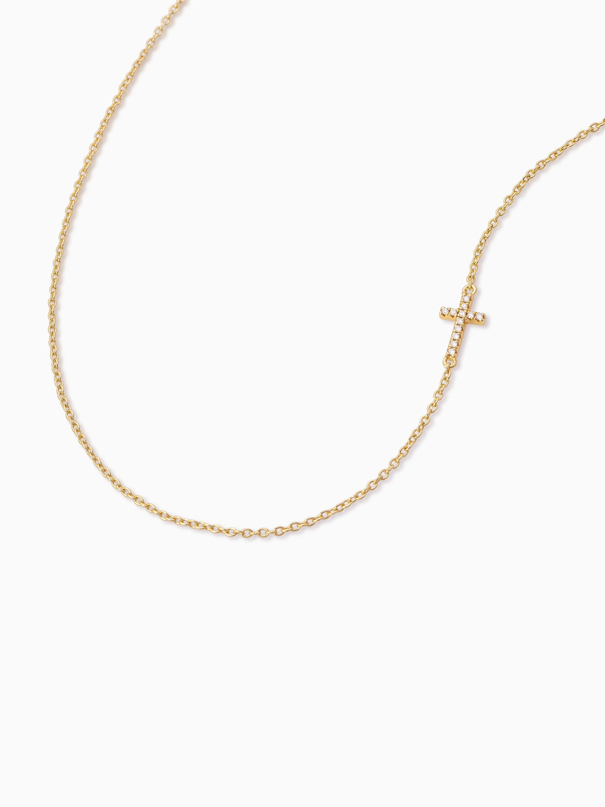 Side Cross Vermeil Necklace | Gold Vermeil | Product Detail Image 2 | Uncommon James