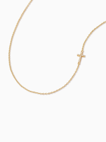 ["Side Cross Vermeil Necklace ", " Gold Vermeil ", " Product Detail Image 2 ", " Uncommon James"]