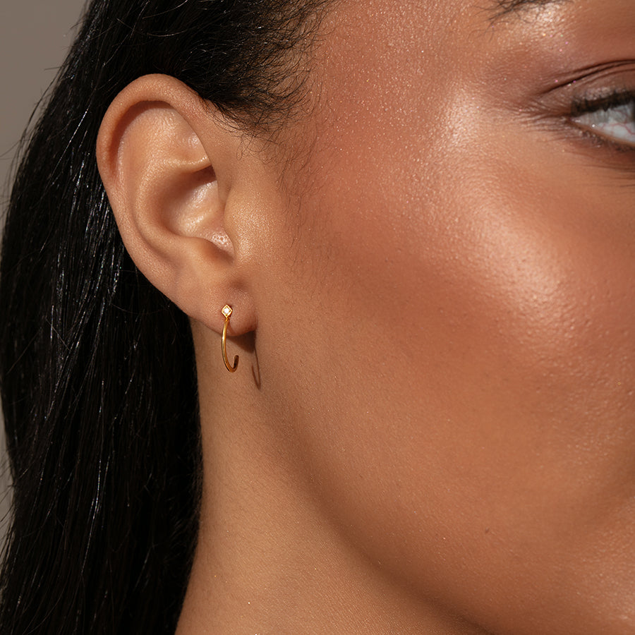 Luxurious Touch Vermeil Hoop Earrings | Gold Vermeil | Model Image 2 | Uncommon James