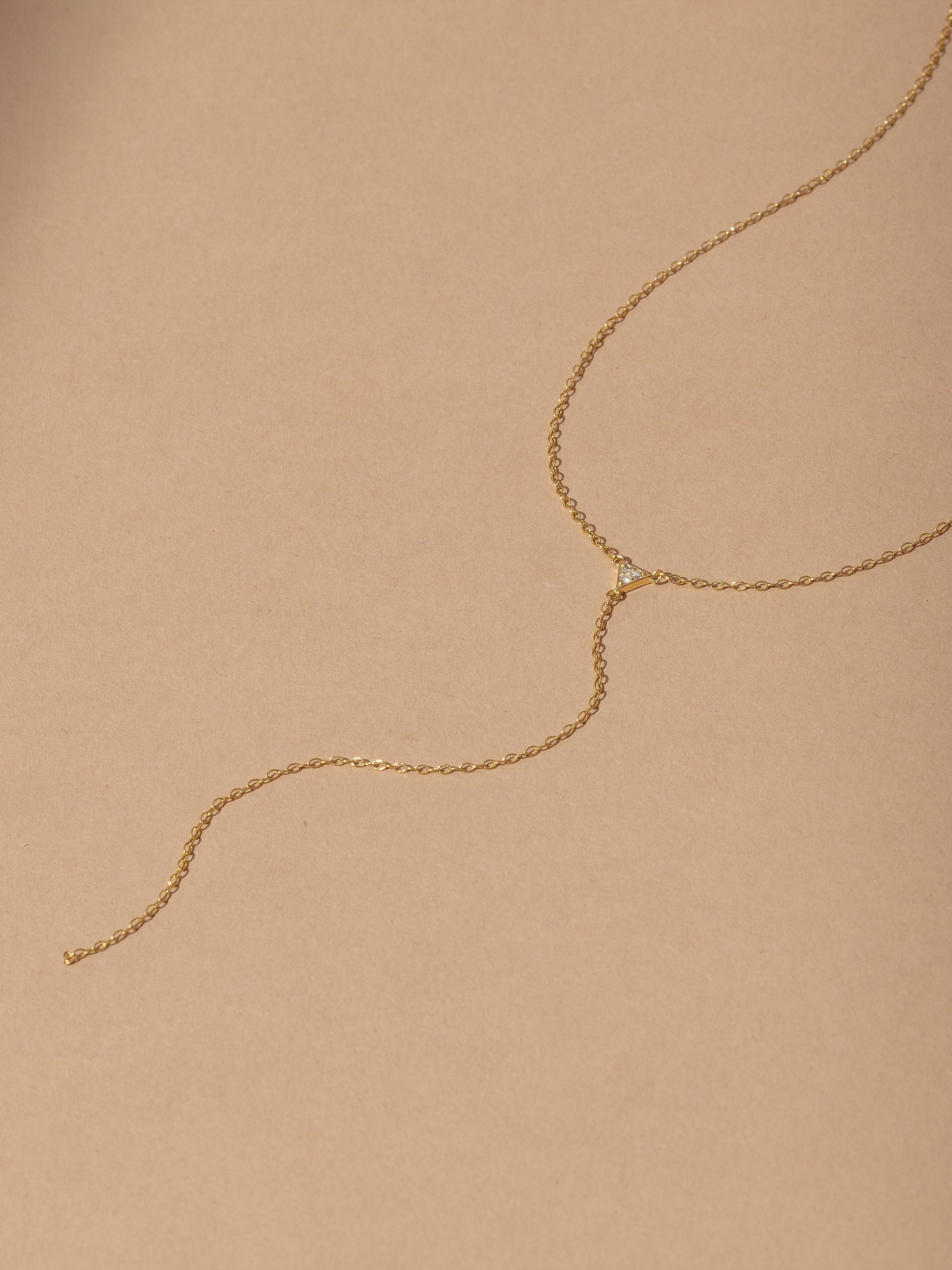Triangle Diamond Vermeil Lariat Necklace | Gold Vermeil | Product Image | Uncommon James