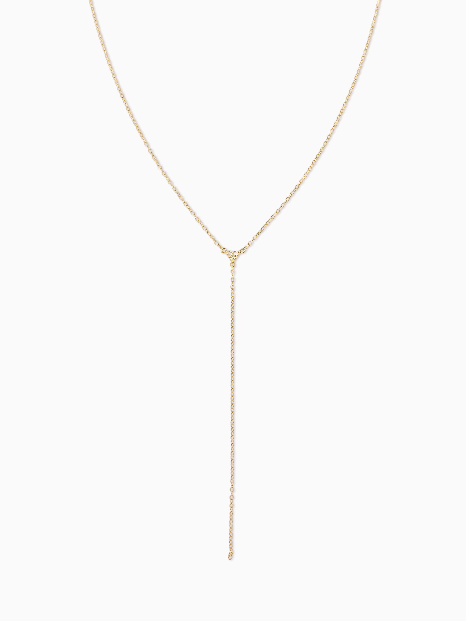 Triangle Diamond Vermeil Lariat Necklace | Gold Vermeil | Product Detail Image | Uncommon James
