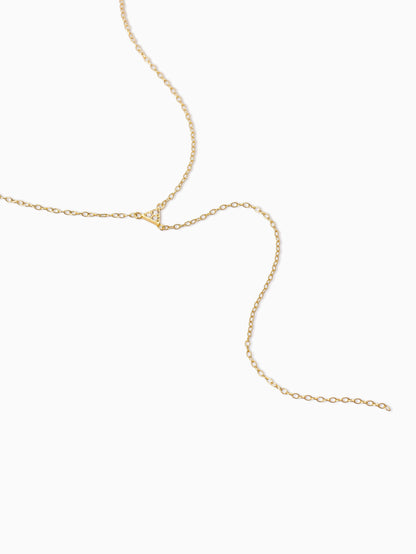 ["Triangle Diamond Vermeil Lariat Necklace ", " Gold Vermeil ", " Product Detail Image 2 ", " Uncommon James"]