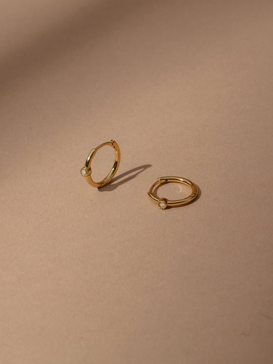 Solo Diamond Vermeil Huggies | Gold Vermeil | Product Image | Uncommon James