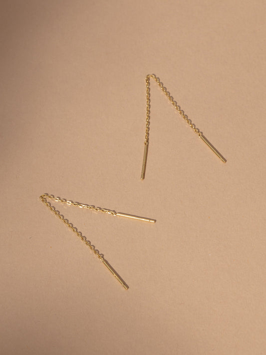 Chain and Bar Vermeil Thread Earrings | Gold Vermeil | Product Image | Uncommon James