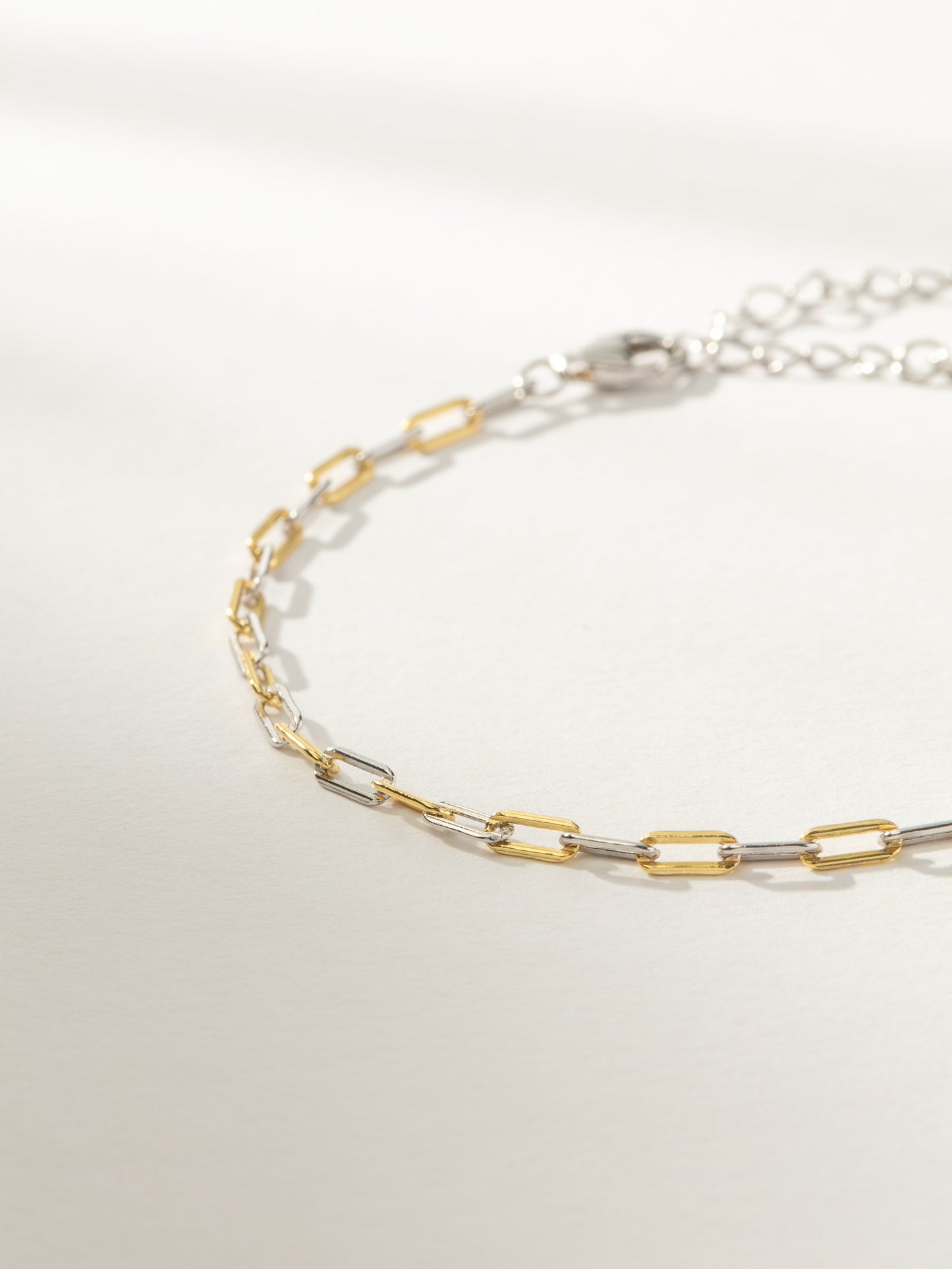 Mixed Dainty Paperclip Chain Bracelet | Mixed Metal | Product Detail Image | Uncommon James
