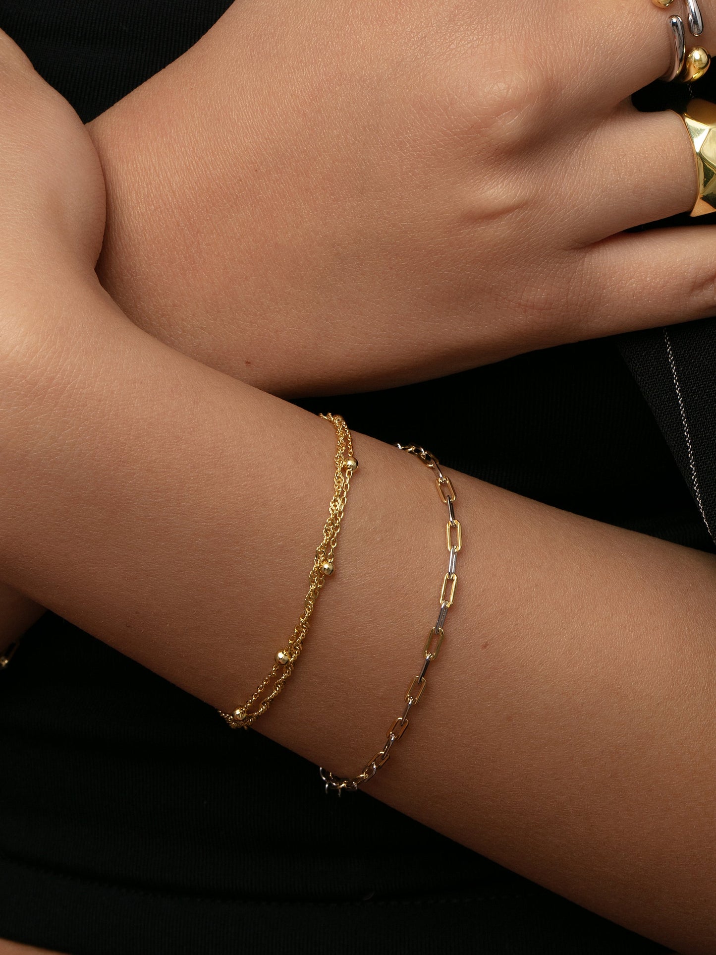 Mixed Dainty Paperclip Chain Bracelet | Mixed Metal | Lifestyle Image | Uncommon James