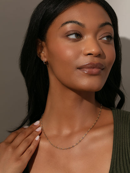 ["Mixed Dainty Paperclip Chain Necklace ", " Mixed Metal ", " Model Image ", " Uncommon James"]