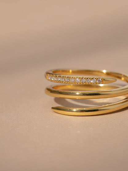 ["Vermeil Minimal Glam Spiral Ring ", " Gold Vermeil ", " Product Image ", " Uncommon James"]