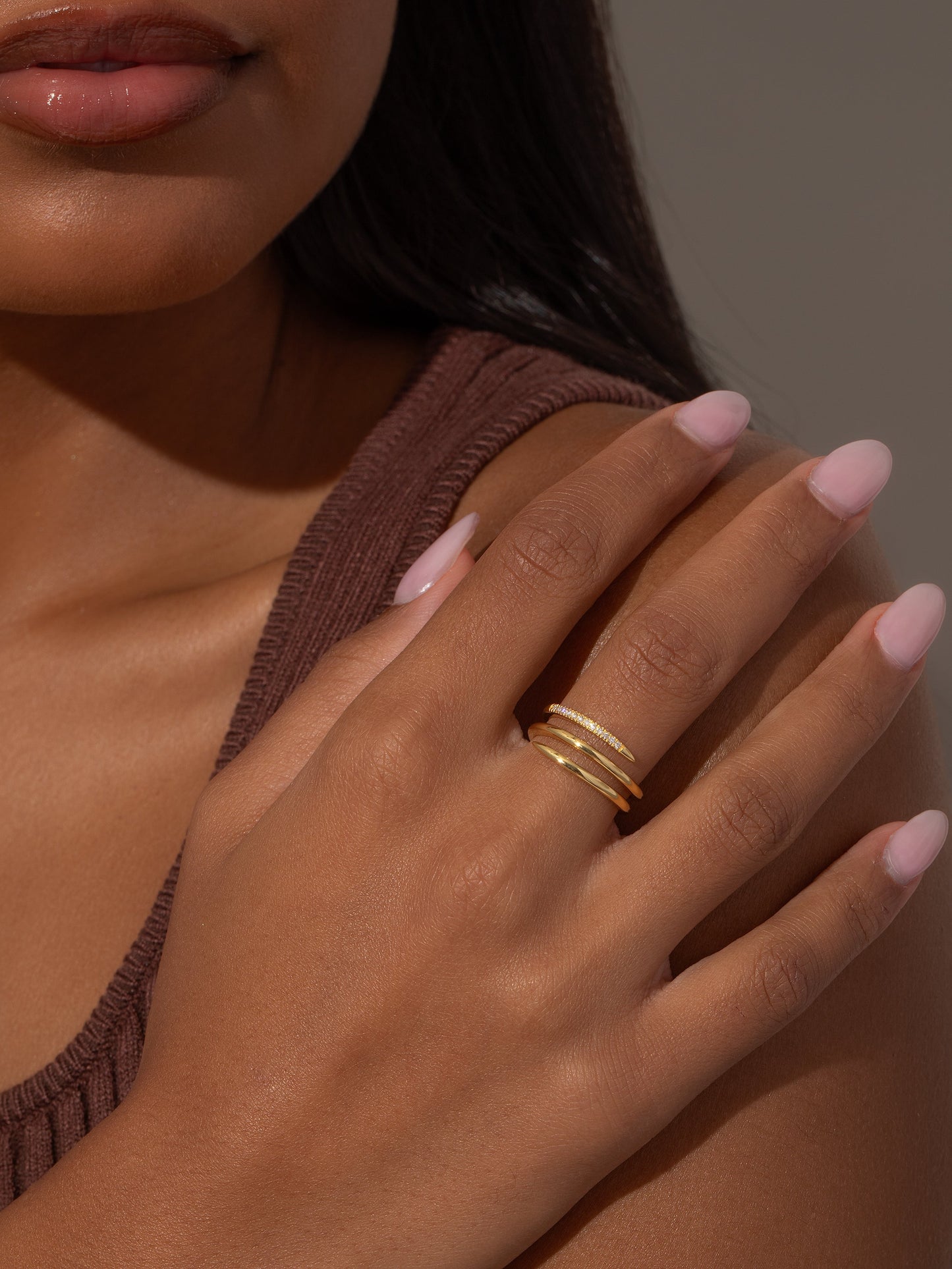 Vermeil Minimal Glam Spiral Ring | Gold Vermeil | Model Image | Uncommon James