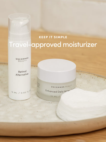 ["Enhanced Daily Water Cream ", " Travel / .50 fl oz ", " Lifestyle Image ", " Uncommon Beauty"]