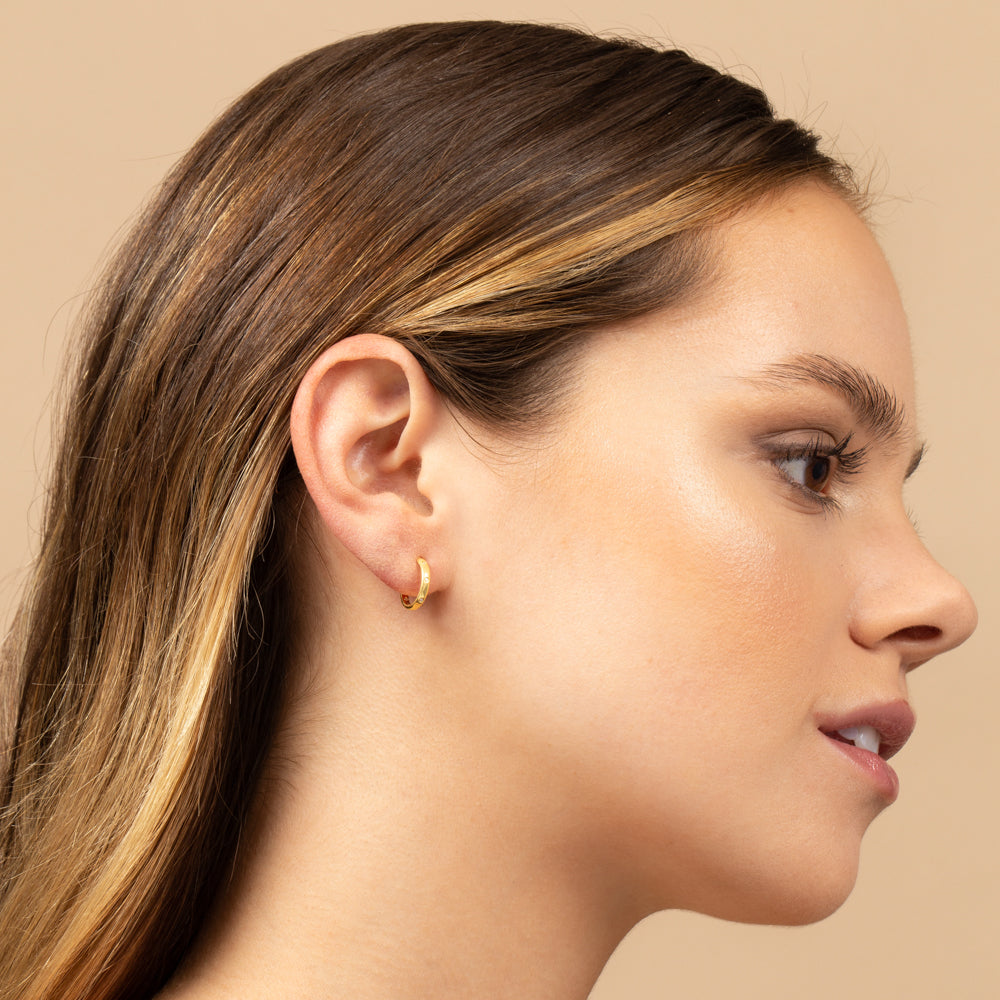 Always Vermeil Huggies | Gold Vermeil | Model Image | Uncommon James