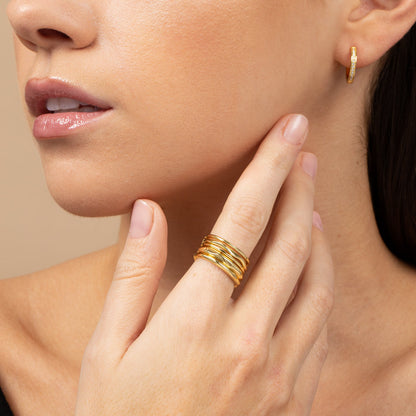 ["Forever Stack Vermeil Ring Set ", " Gold Vermeil ", " Model Image ", " Uncommon James"]