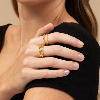 ["Forever Stack Vermeil Ring Set ", " Gold Vermeil ", " Model Image 2 ", " Uncommon James"]