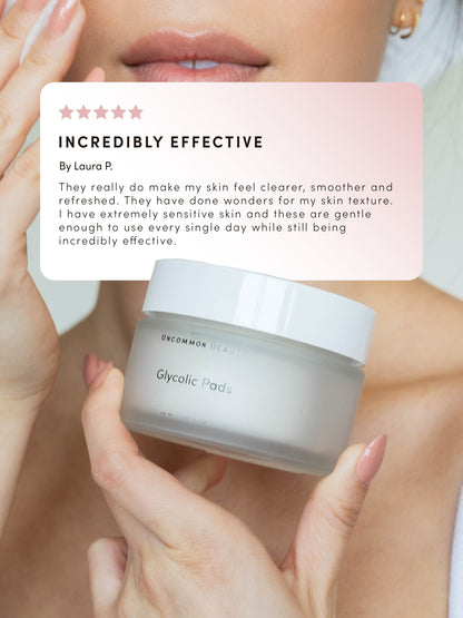 ["Glycolic Pads ", " 48 ml // 1.62 fl oz ", " Review Image ", " Uncommon Beauty"]