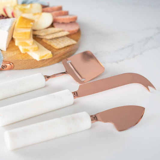 MARBLE + COPPER CHEESE KNIFE SET