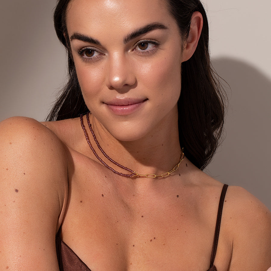 Bead and Chain Necklace | GOLD