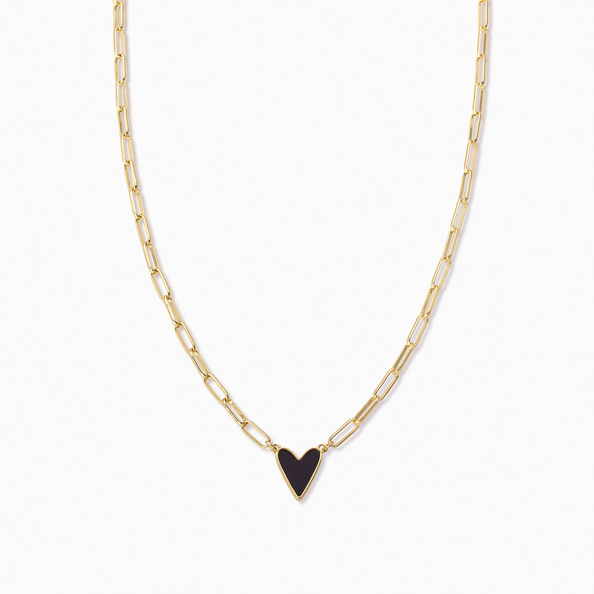 Navy Enamel Heart Necklace | GOLD