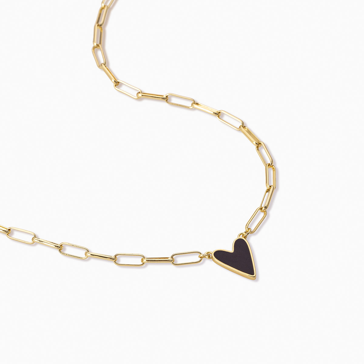 Navy Enamel Heart Necklace | GOLD