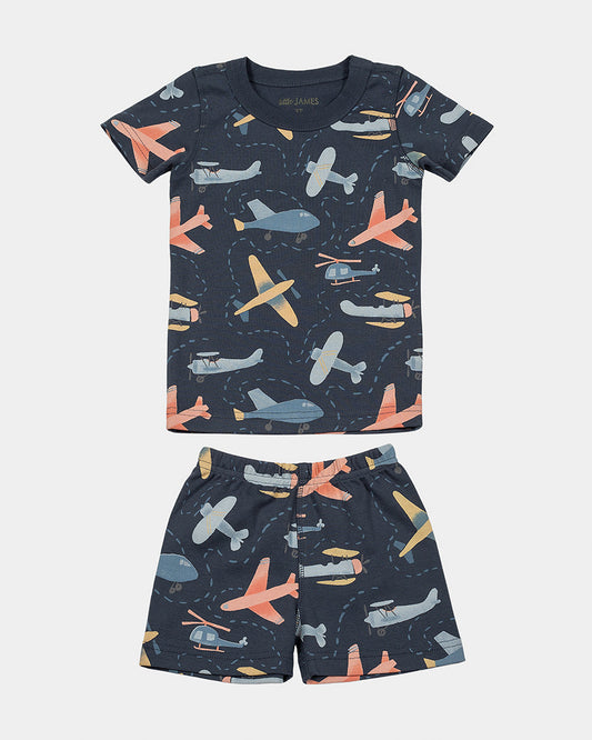 short-sleeve pajamas - airplanes