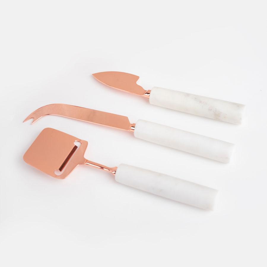 MARBLE + COPPER CHEESE KNIFE SET